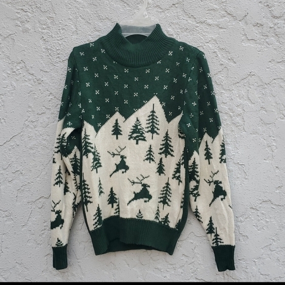 Vintage Adorable Winter Holiday Scene Christmas Sweater - Picture 1 of 7